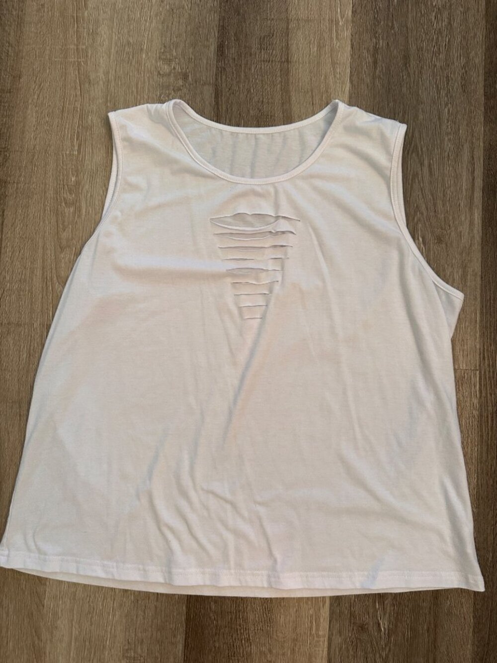 White cut at chest sleeveless shirt size xxl